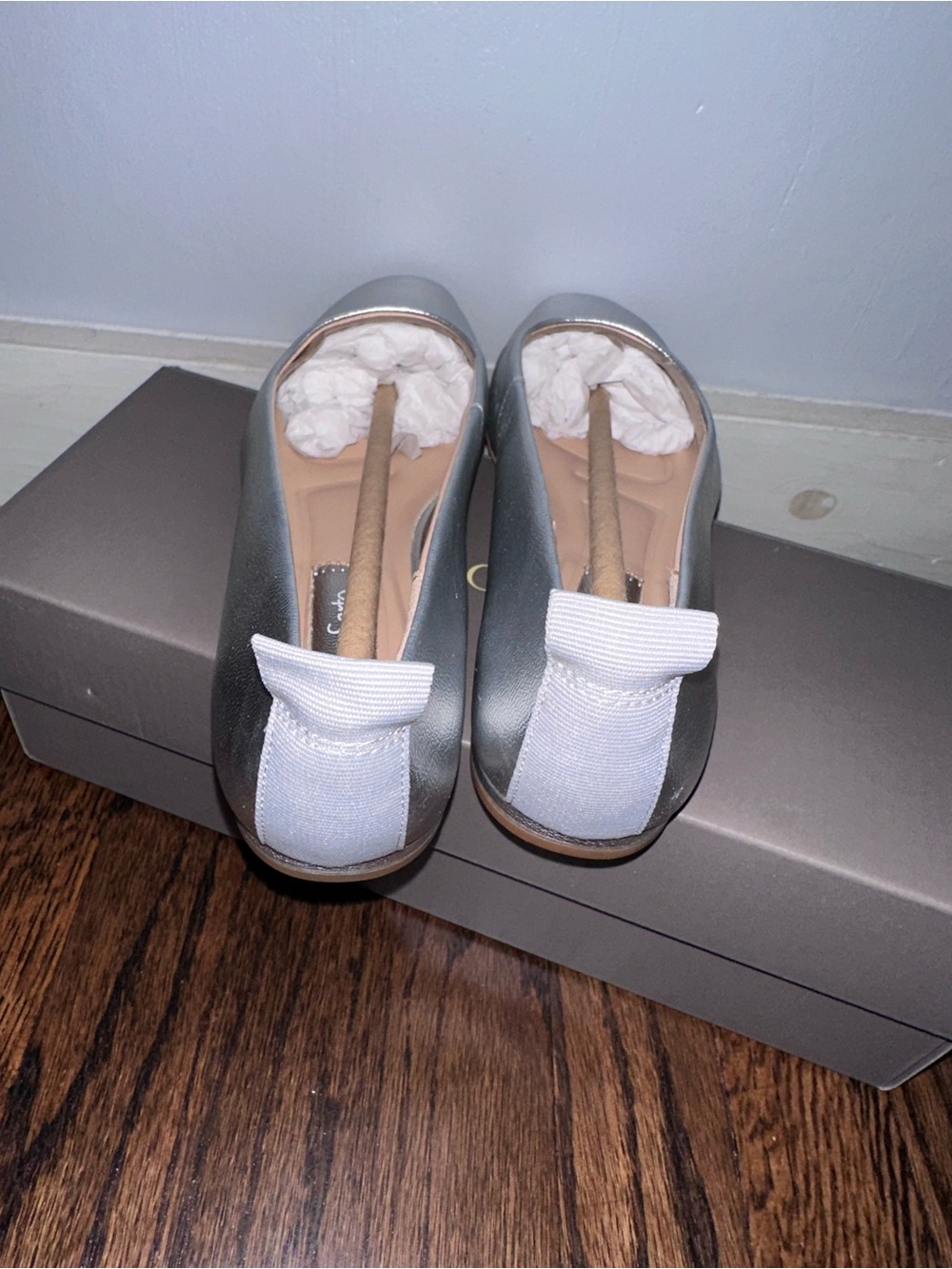 Franco Sarto Vana Silver Metallic Square-Toe Ballet Flats - Picture 6 of 12